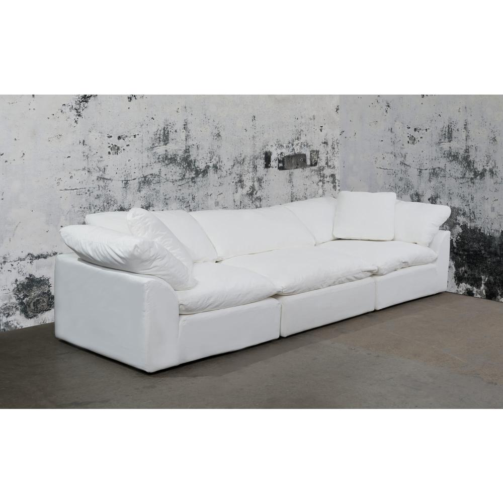 Sunset Trading Cloud Puff 3 Piece 132" Wide Slipcovered Modular Sectional Sofa | Stain Resistant Performance Fabric | White. The main picture.