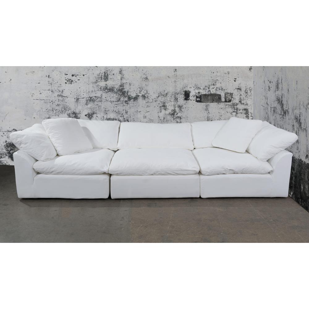 Sunset Trading Cloud Puff 3 Piece 132" Wide Slipcovered Modular Sectional Sofa | Stain Resistant Performance Fabric | White. Picture 2