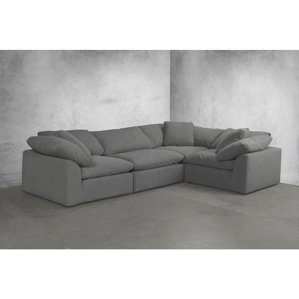Sunset Trading Cloud Puff 4 Piece 132" Wide Slipcovered Modular L Shaped Sectional Sofa | Stain Resistant Performance Fabric | Gray. Picture 12