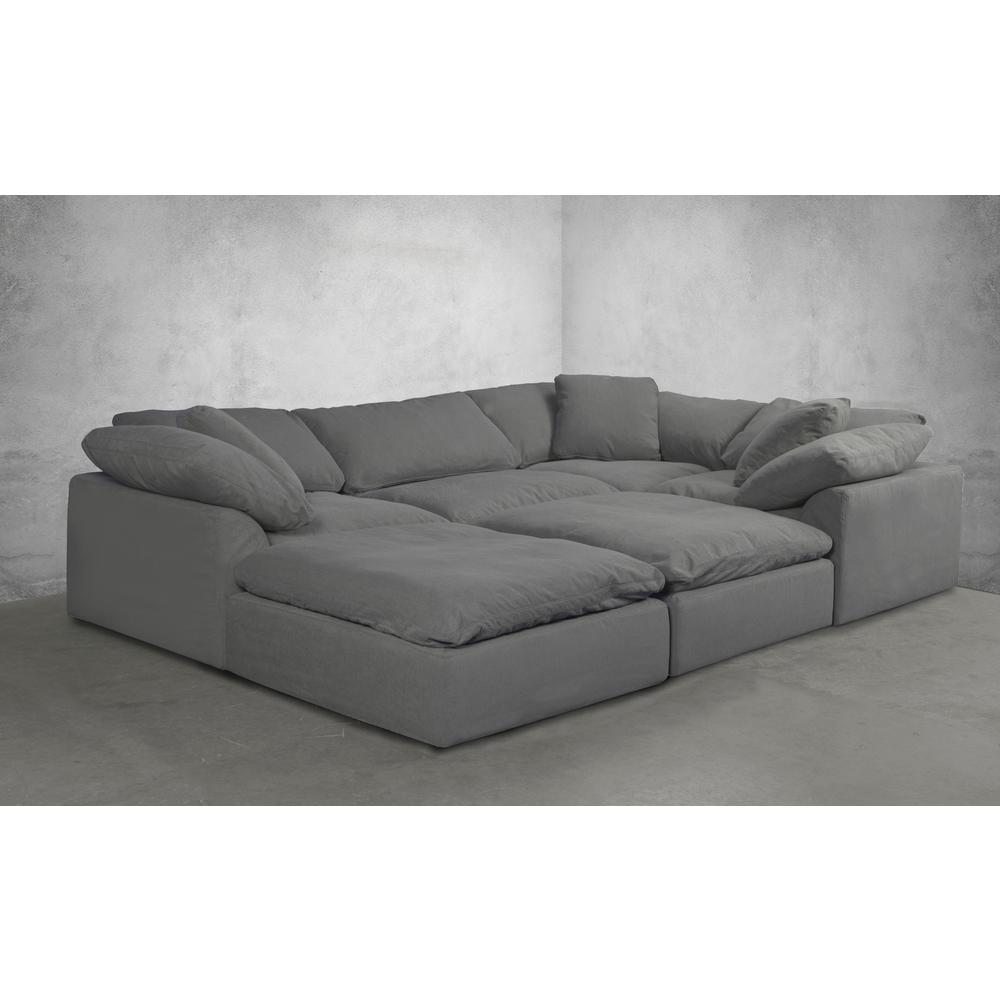 Sunset Trading Cloud Puff 4 Piece 132" Wide Slipcovered Modular L Shaped Sectional Sofa | Stain Resistant Performance Fabric | Gray. Picture 13