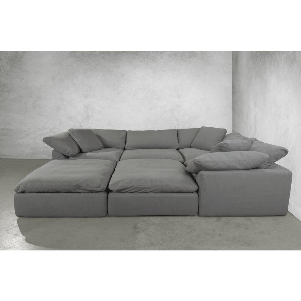 Sunset Trading Cloud Puff 4 Piece 132" Wide Slipcovered Modular L Shaped Sectional Sofa | Stain Resistant Performance Fabric | Gray. Picture 14