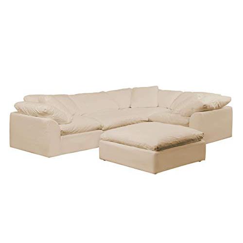 Replacement Slipcover Only for 5PC 132" L-Shaped Sectional Sofa Tan. Picture 1