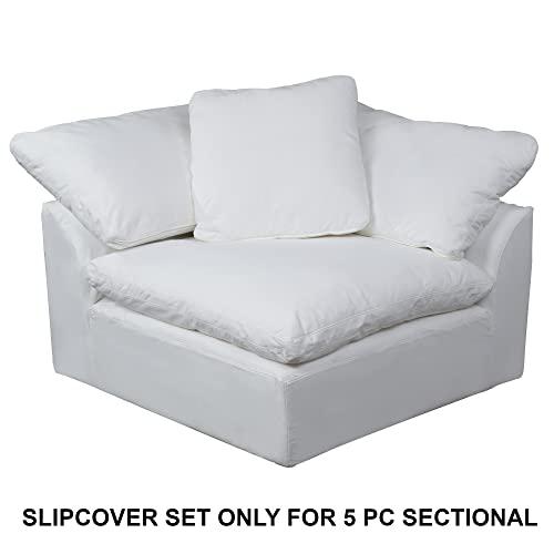 Replacement Slipcover Only for 5PC 132" L-Shaped Sectional Sofa White. Picture 8