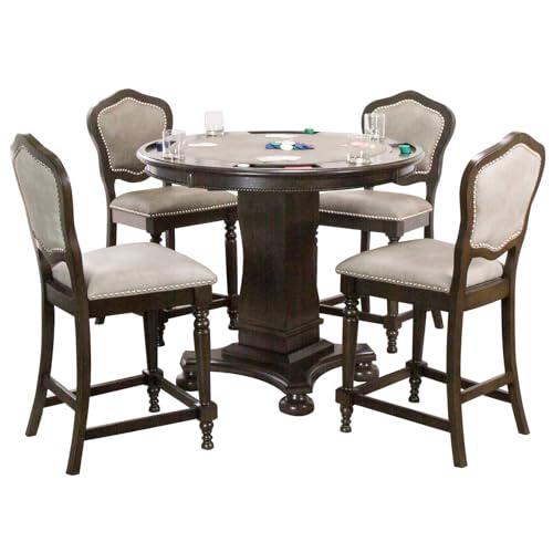 Vegas 5 Piece 42.5" Round Counter Height Dining, Chess and Poker Table Set. Picture 1