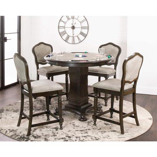Vegas 5 Piece 42.5" Round Counter Height Dining, Chess and Poker Table Set. Picture 2