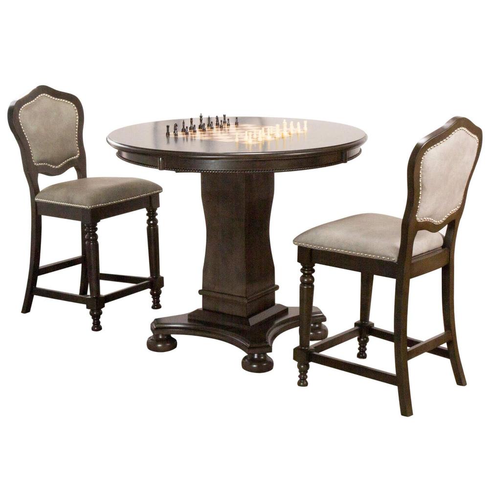 Vegas 3 Piece 42.5" Round Counter Height Dining, Chess and Poker Table Set. Picture 1