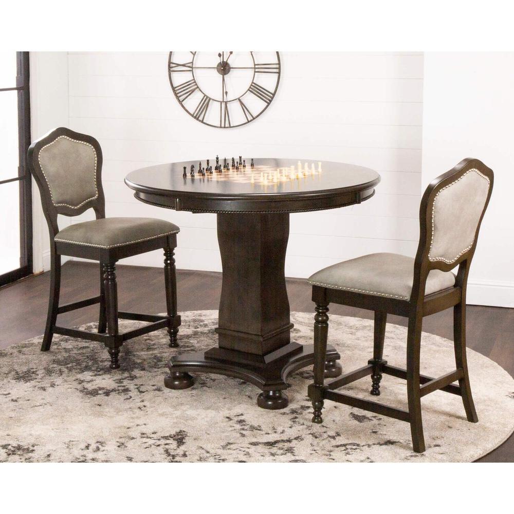 Vegas 3 Piece 42.5" Round Counter Height Dining, Chess and Poker Table Set. Picture 2