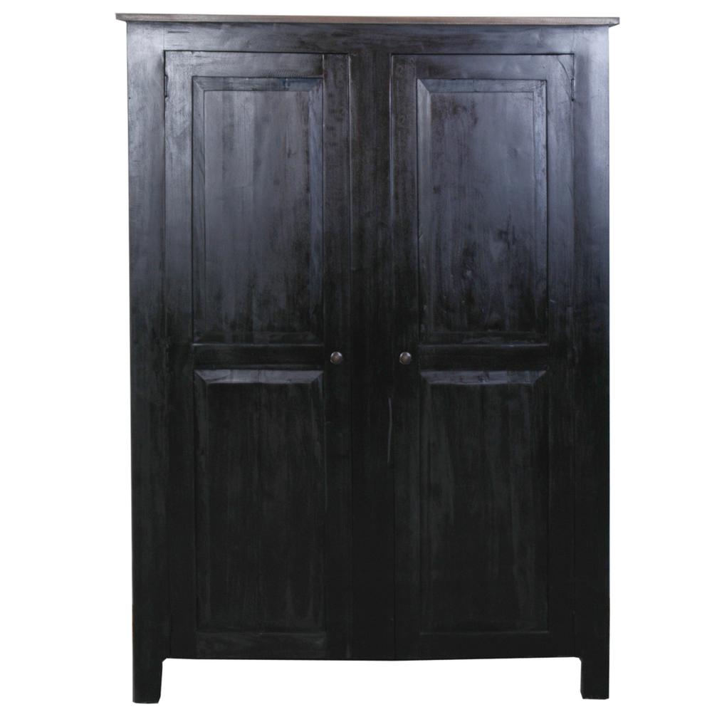 Sunset Trading Cottage Wide 2 Door Storage Cabinet Distressed Black | Savage Brown. Picture 2