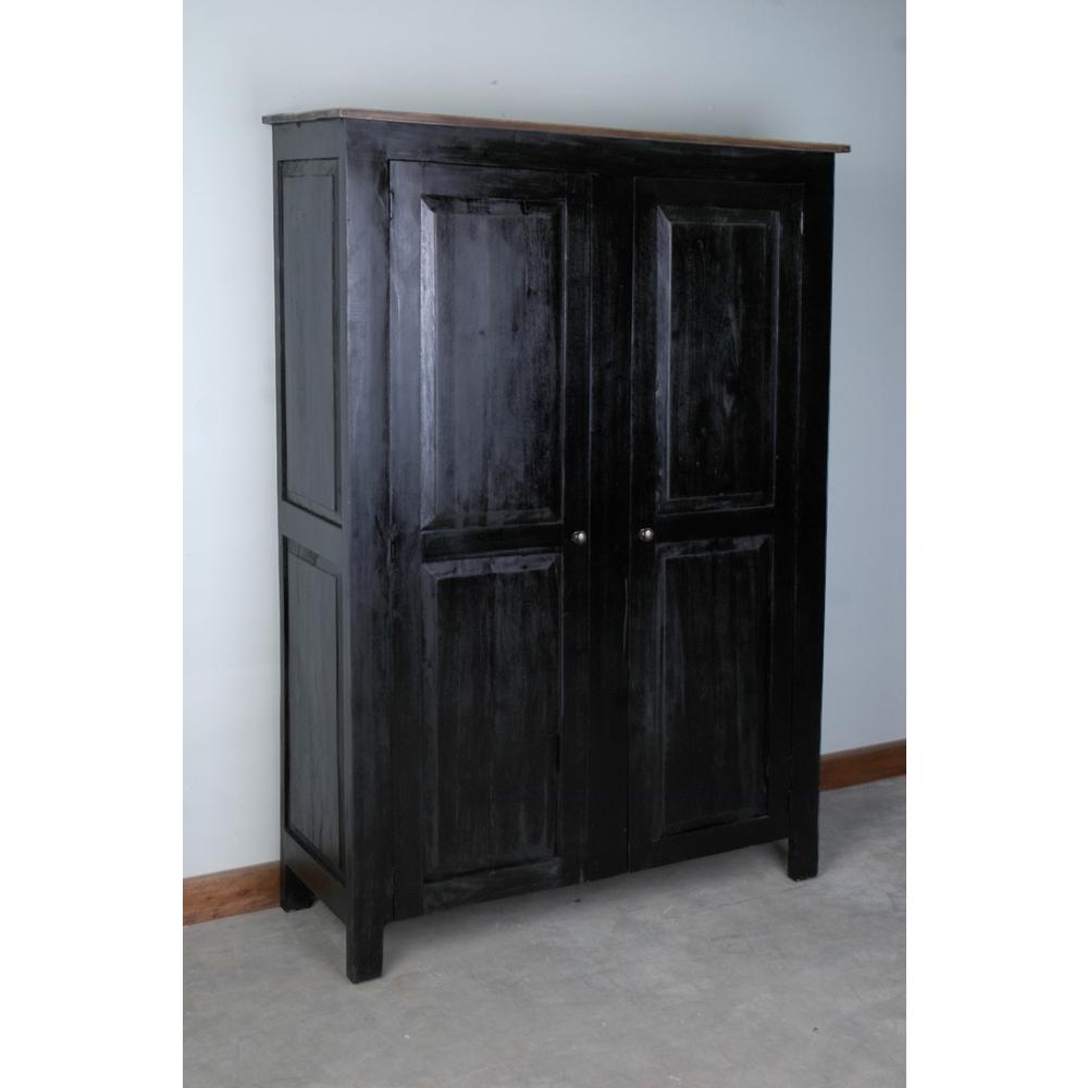 Sunset Trading Cottage Wide 2 Door Storage Cabinet Distressed Black | Savage Brown. Picture 4