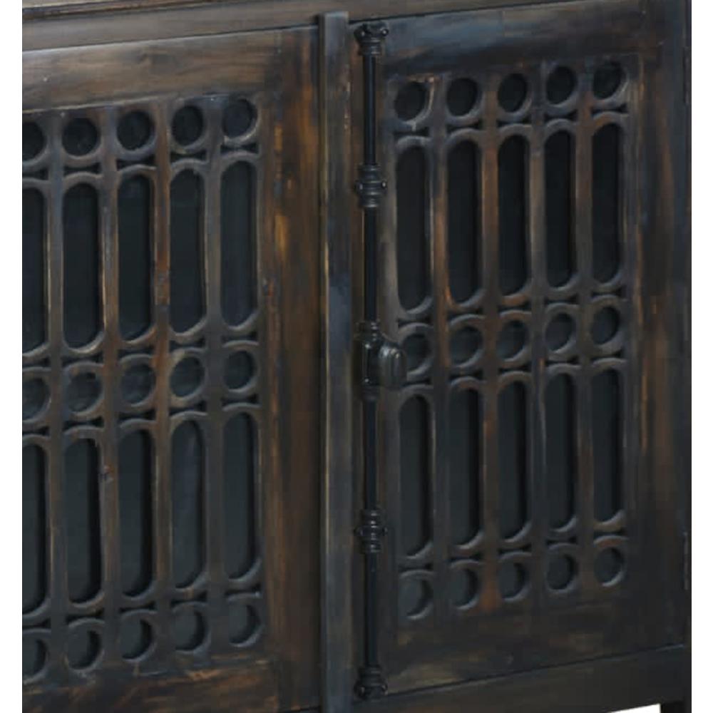Sunset Trading Cottage 39" Carved 2 Door Cabinet | Distressed Vintage Brown Solid Wood | Fully Assembled Accent Cupboard. Picture 6