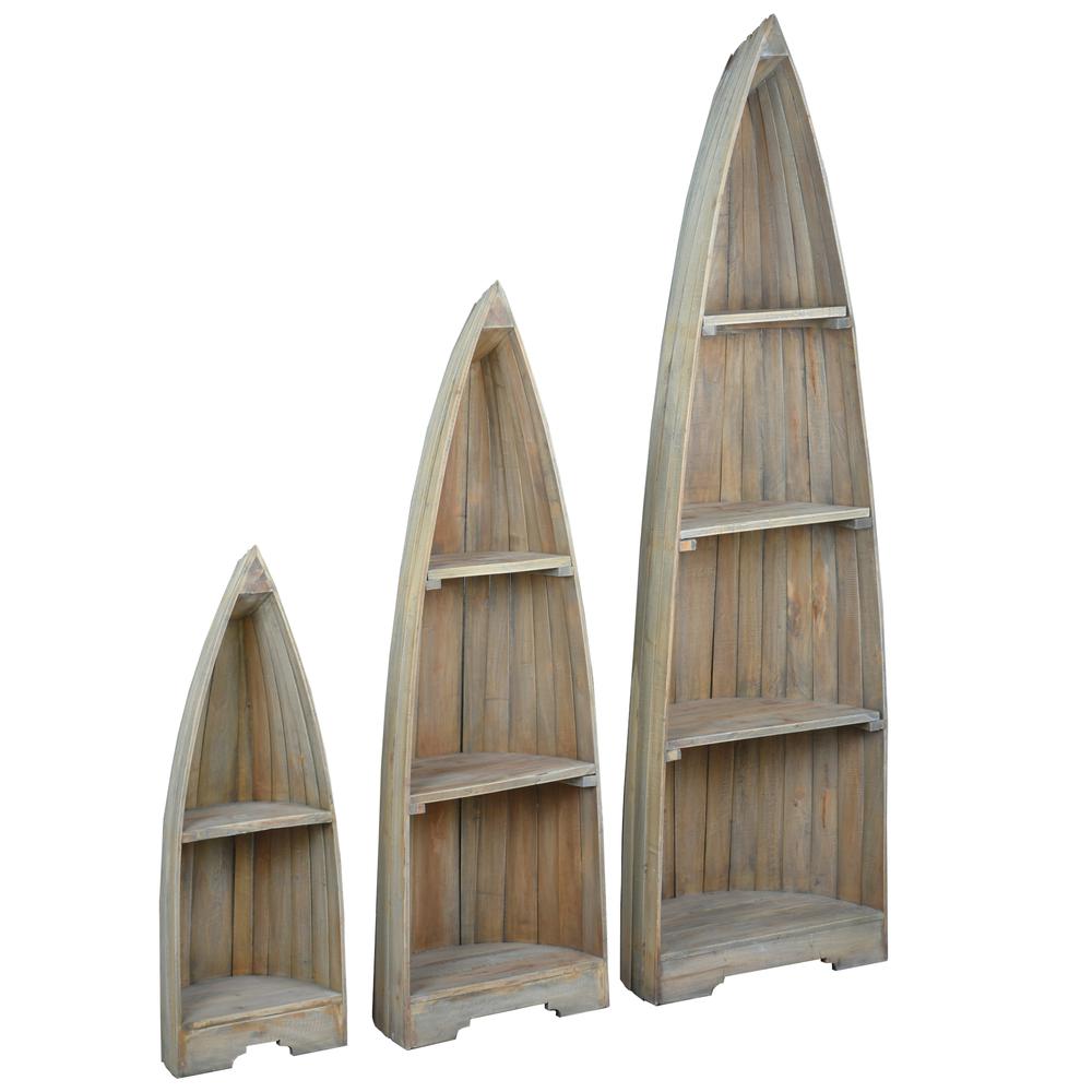 Cottage 3 Piece Boat Shaped Freestanding Shelves. Picture 1