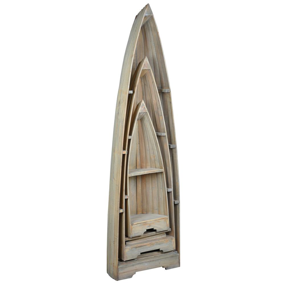 Cottage 3 Piece Boat Shaped Freestanding Shelves. Picture 3