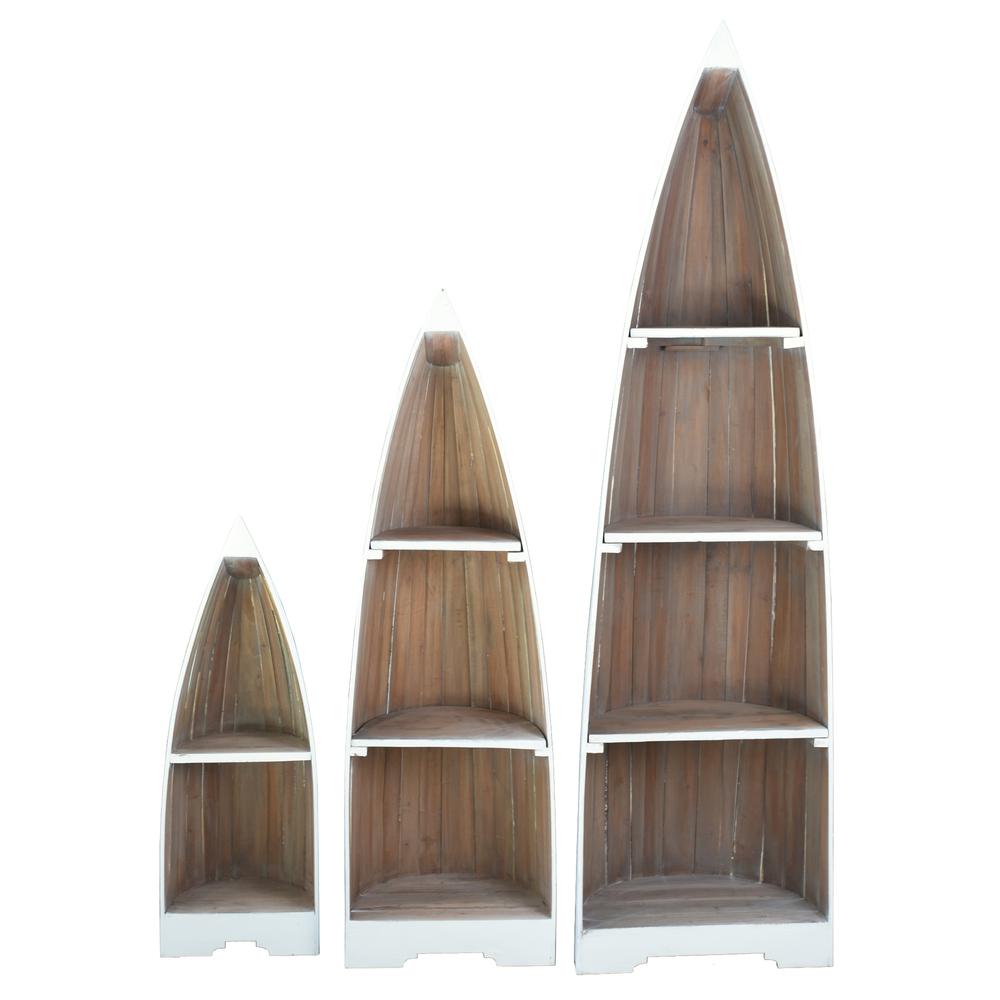 Cottage 3 Piece Boat Shaped Freestanding Shelves. Picture 2