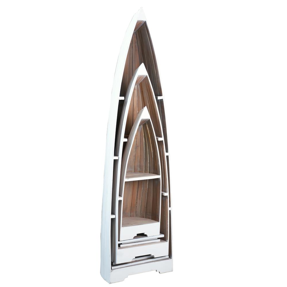 Cottage 3 Piece Boat Shaped Freestanding Shelves. Picture 3