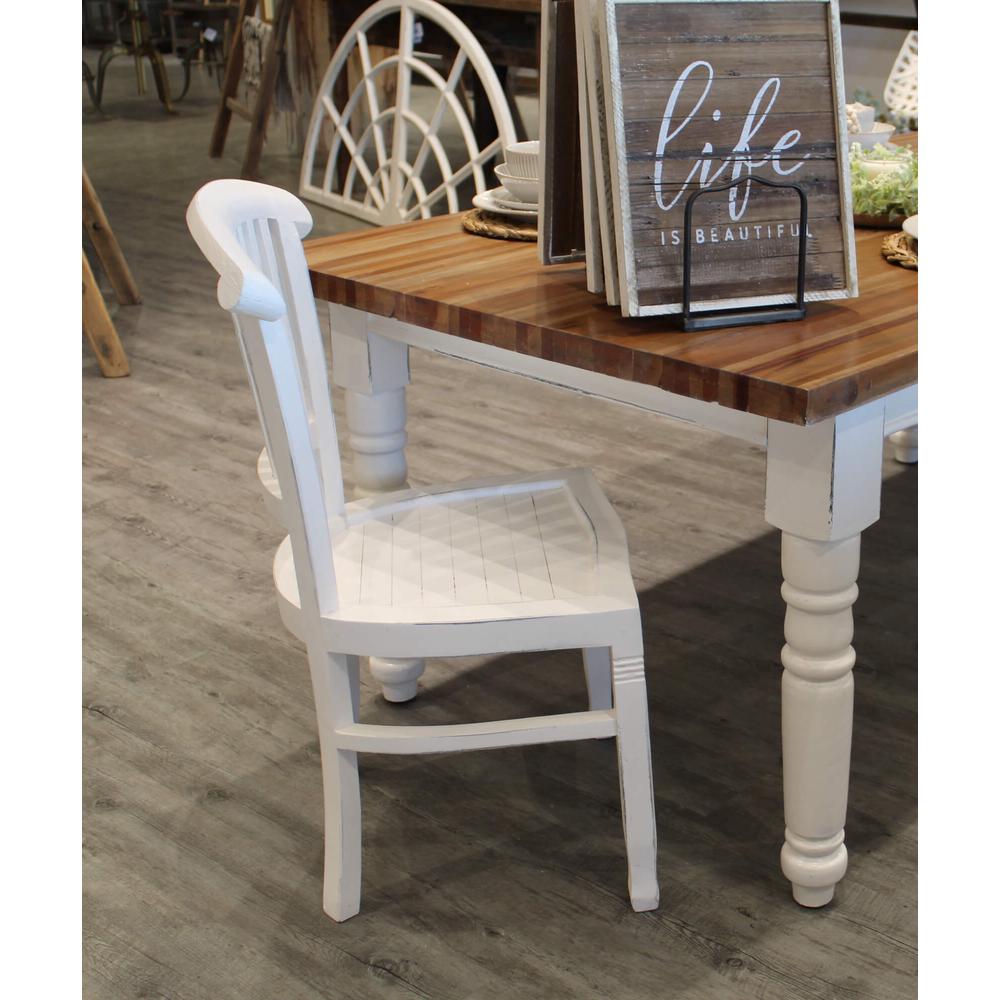 Sunset Trading Cottage Slat Back Chair | Set of 2 | Distressed White. Picture 6
