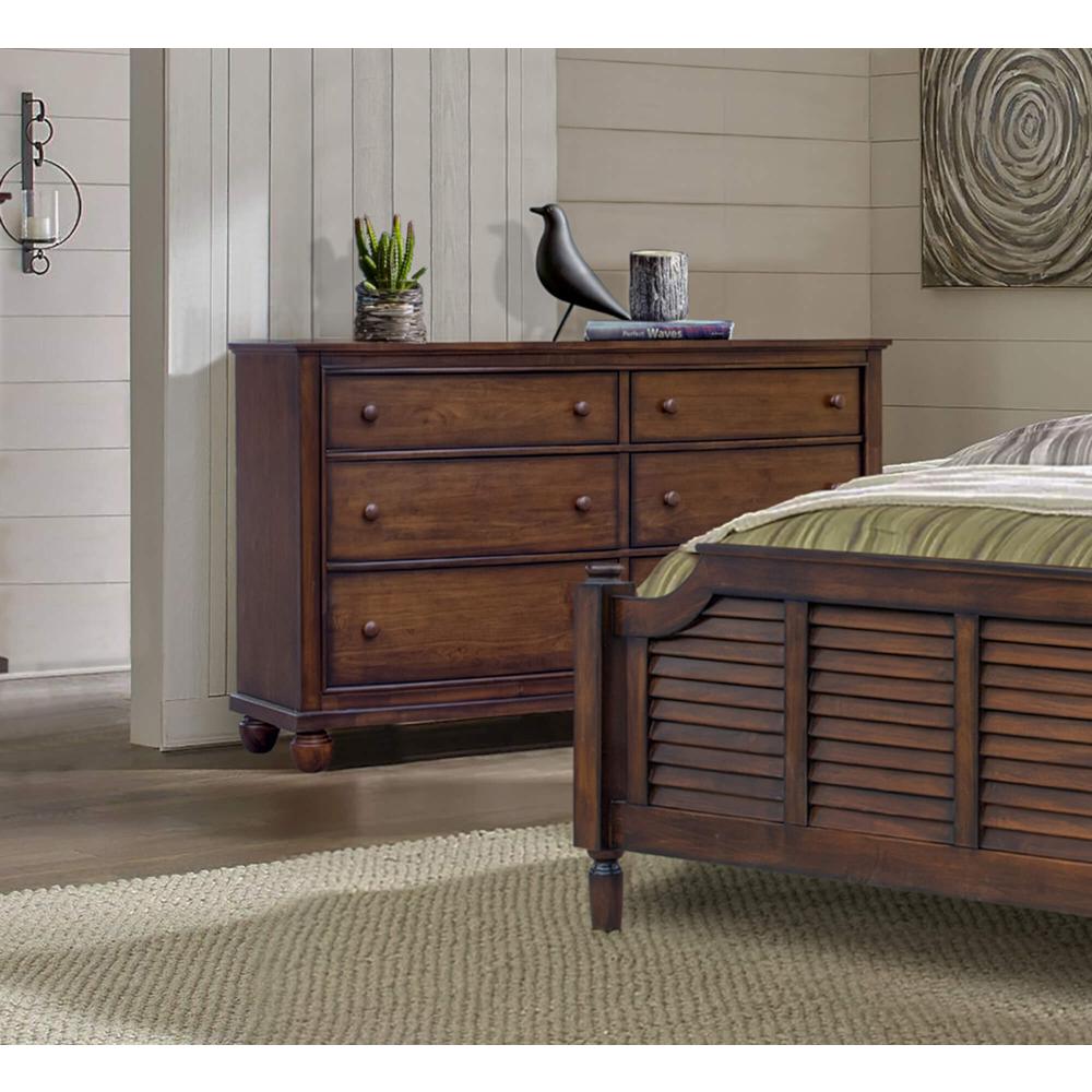 Bahama Shutter Wood 6 Drawer Double Dresser. Picture 6