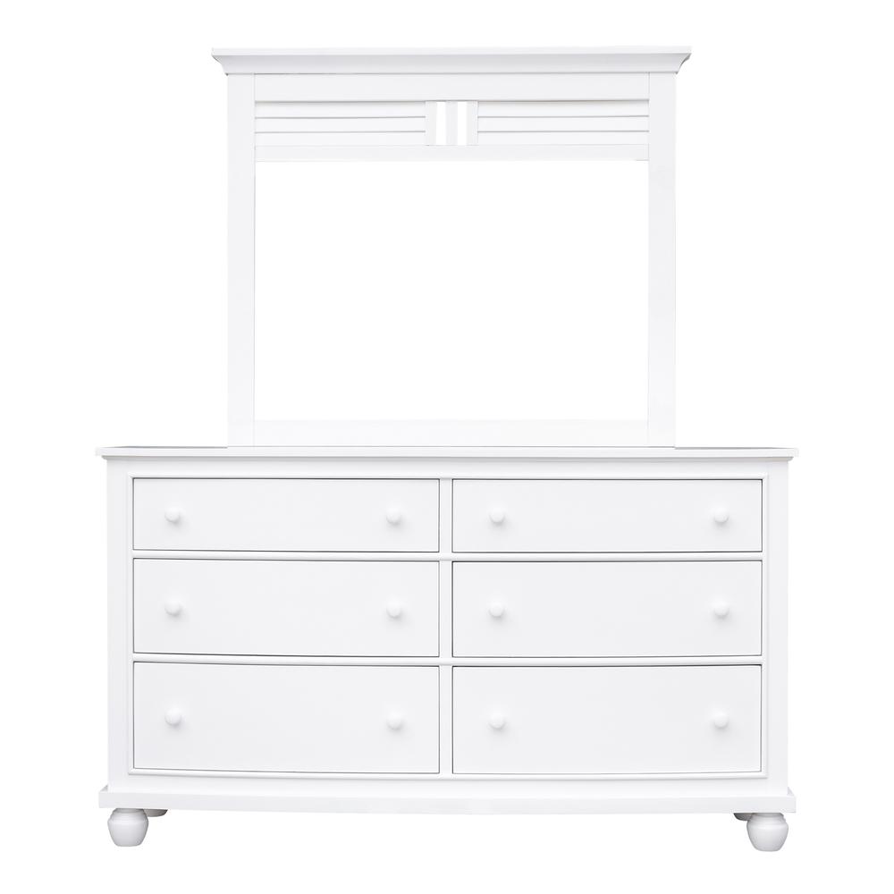 White Shutter Wood 6 Drawer Double Dresser with Mirror. Picture 4