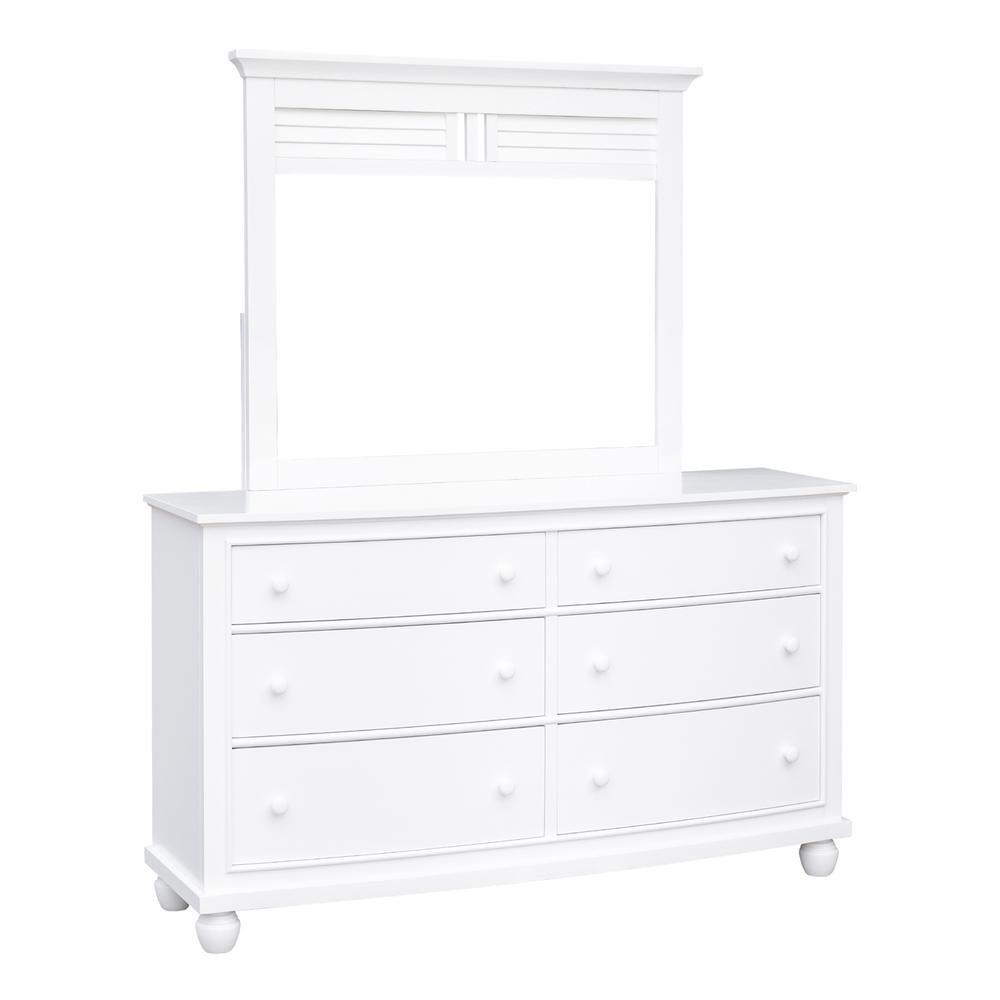White Shutter Wood 6 Drawer Double Dresser with Mirror. Picture 6