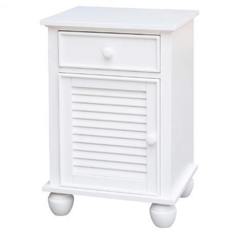 White Shutter Wood Nightstand , Fully Assembled , Coastal Bedroom Furniture. Picture 1