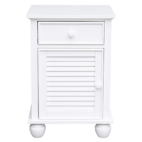 White Shutter Wood Nightstand , Fully Assembled , Coastal Bedroom Furniture. Picture 2