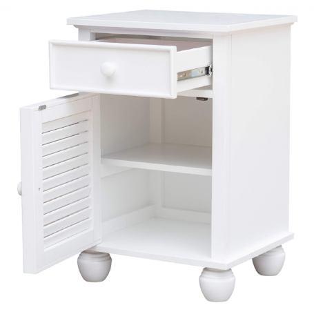 White Shutter Wood Nightstand , Fully Assembled , Coastal Bedroom Furniture. Picture 4