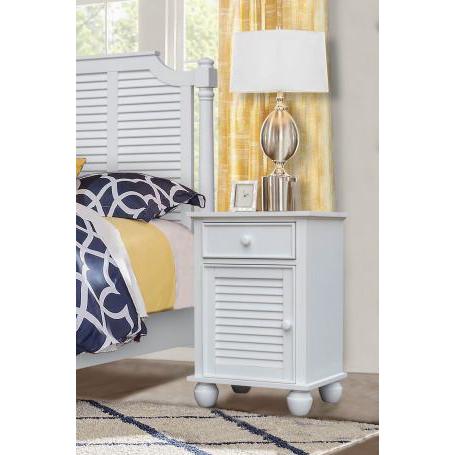 White Shutter Wood Nightstand , Fully Assembled , Coastal Bedroom Furniture. Picture 5