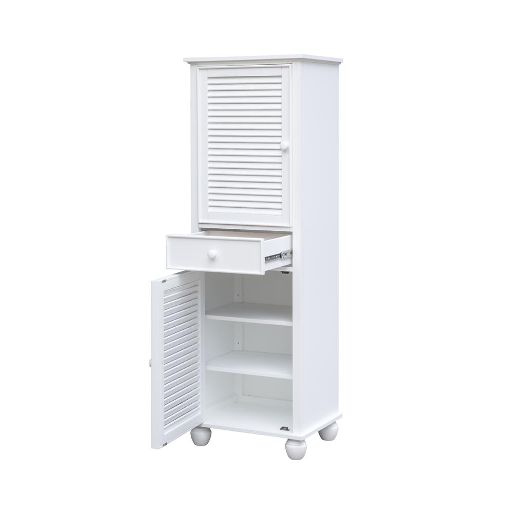 White Shutter Wood Tall Cabinet. Picture 3