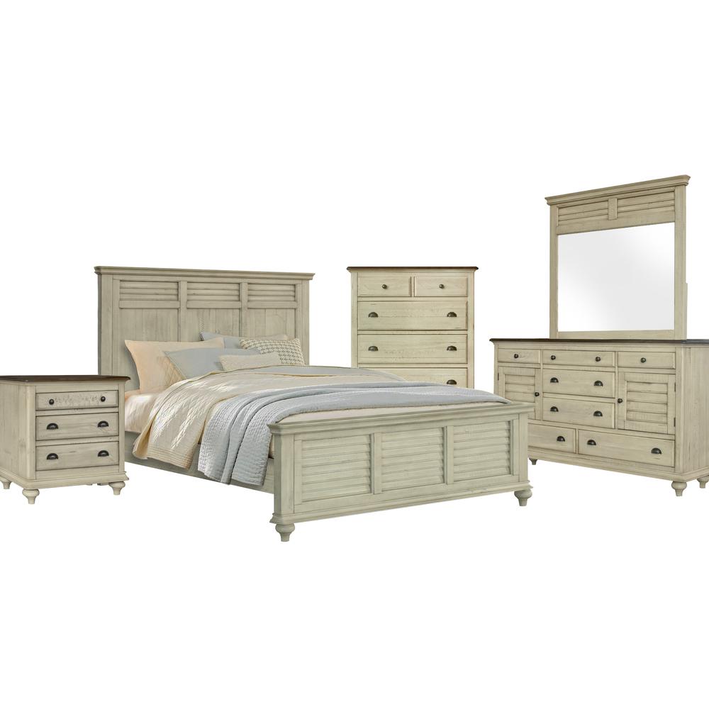 Sunset Trading Shades of Sand 5 Piece Queen Bedroom Set | Cream Puff and Walnut Brown Solid Wood. Picture 6