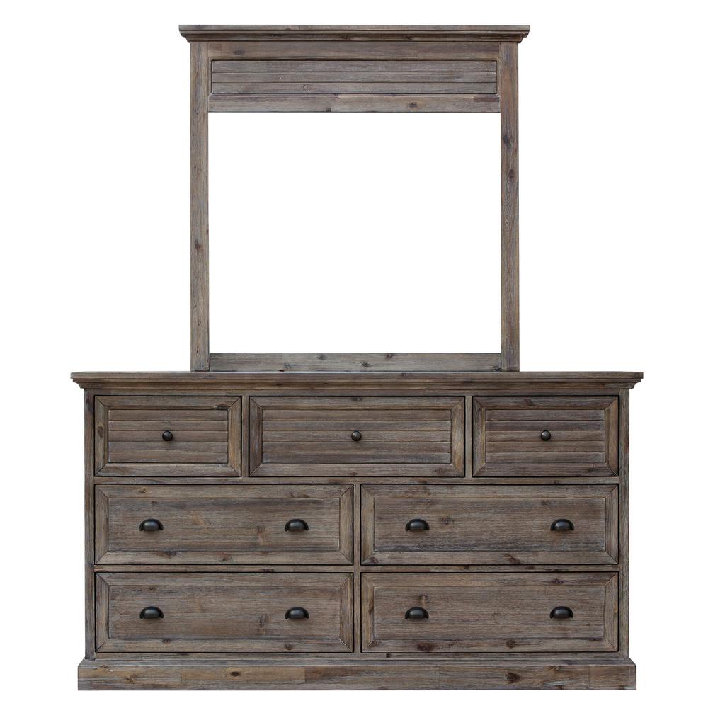 Solstice Gray 7 Drawer Dresser with Shutter Mirror. Picture 2