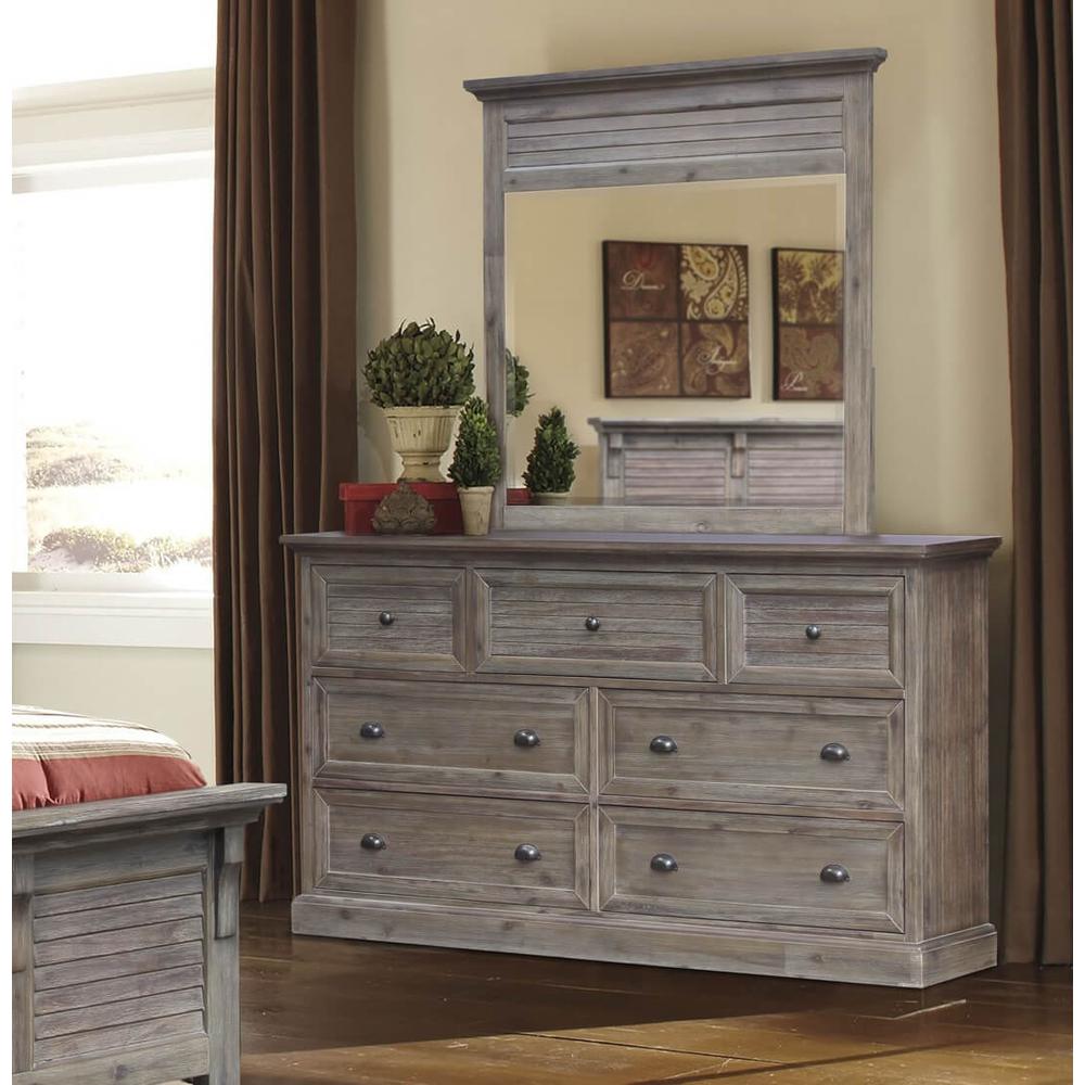 Solstice Gray 7 Drawer Dresser with Shutter Mirror. Picture 7