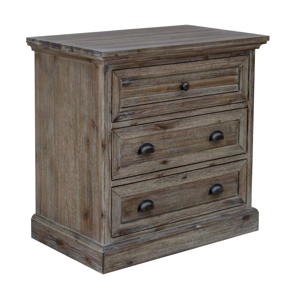 Solstice Gray 3 Drawer Nightstand with USB Charging Station. Picture 4