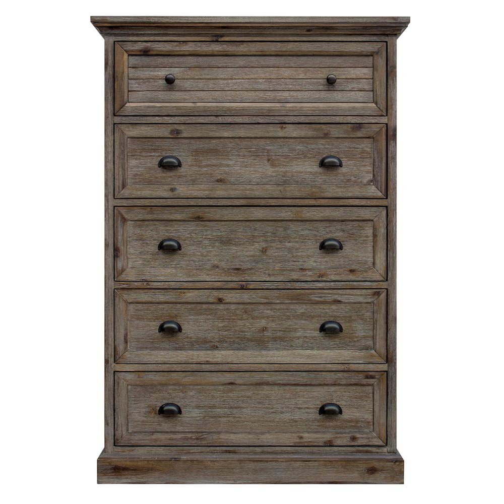 Solstice Gray 5 Drawer Bedroom Chest. Picture 8