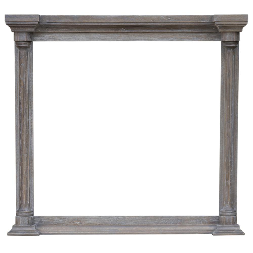 Fawn Gray Wood Framed Beveled Mirror. Picture 1