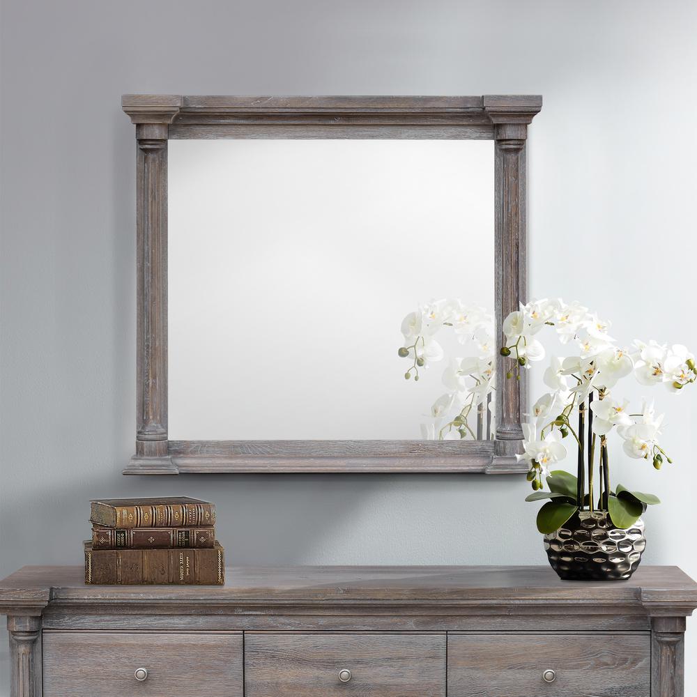 Fawn Gray Wood Framed Beveled Mirror. Picture 5