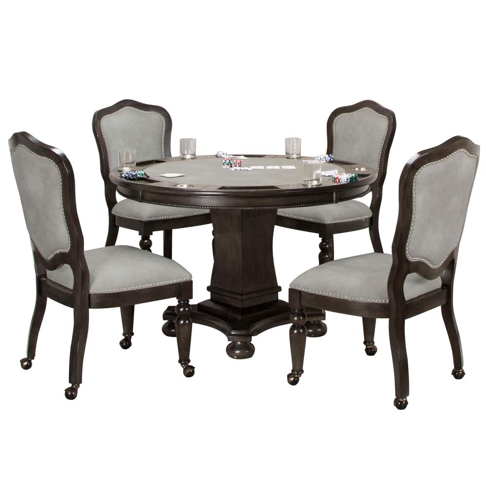 5 Piece 48" Round Vegas Dining and Poker Table Set. Picture 5