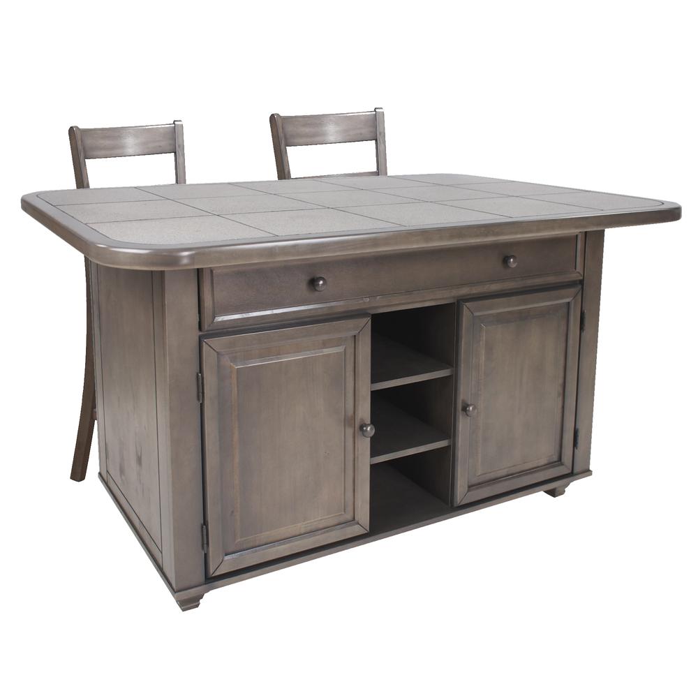 Shades of Gray 3 Piece Kitchen Island Set. Picture 1