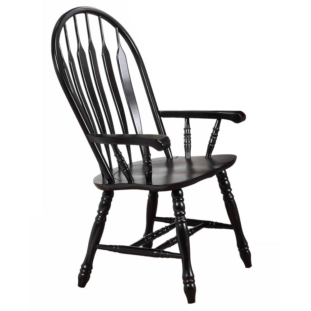 Black Cherry Selections Comfort Back Windsor Dining Chair with Arms. Picture 3