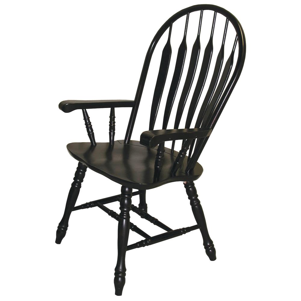 Black Cherry Selections Comfort Back Windsor Dining Chair with Arms. Picture 1