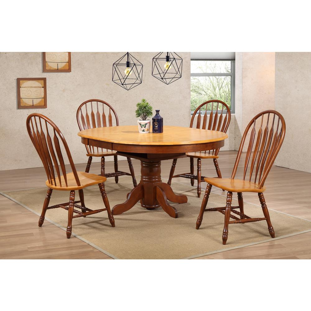 Sunset Trading Oak Selections Comfort Back Dining Chair | Nutmeg Brown and Light Oak | Set of 2. Picture 1