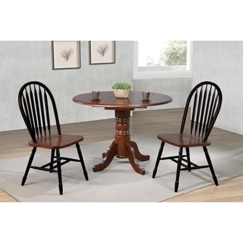 3PC 42" Round Extendable Solid Wood Dining Set. Picture 1