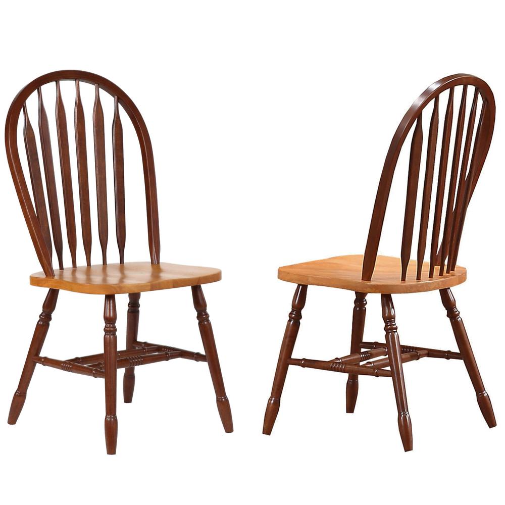 Sunset Trading Oak Selections Arrowback Dining Chair in Nutmeg Brown and Light Oak | Set of 2. Picture 3