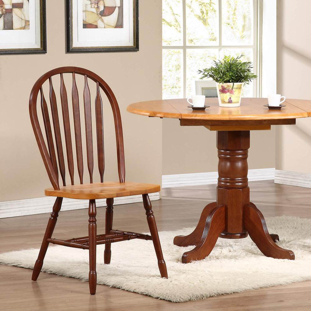 Sunset Trading Oak Selections Arrowback Dining Chair in Nutmeg Brown and Light Oak | Set of 2. Picture 2