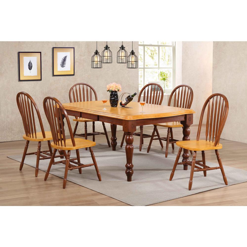 Sunset Trading Oak Selections Arrowback Dining Chair in Nutmeg Brown and Light Oak | Set of 2. Picture 5