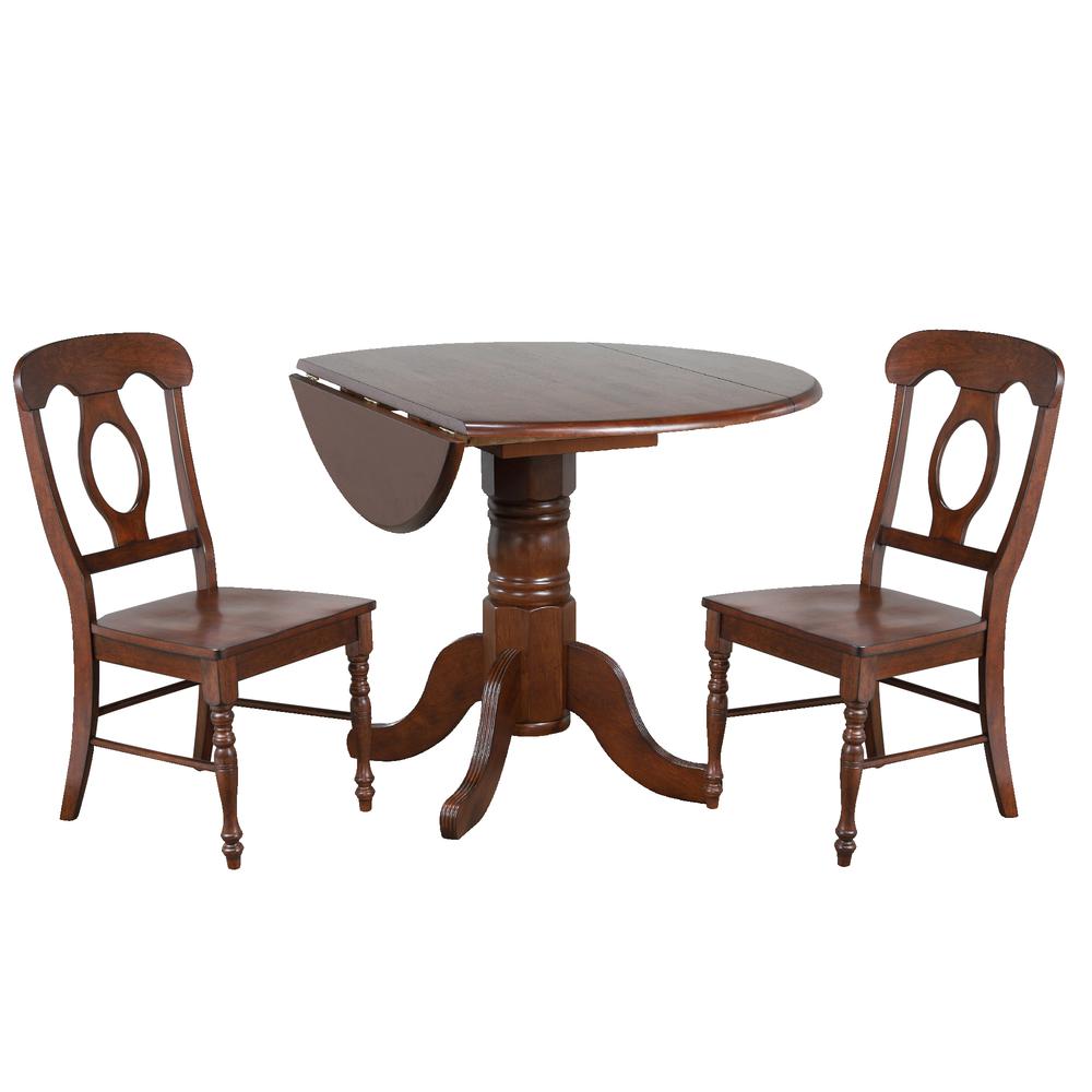 Andrews 3 Piece 42" Round Extendable Drop Leaf Dining Table Set. Picture 5