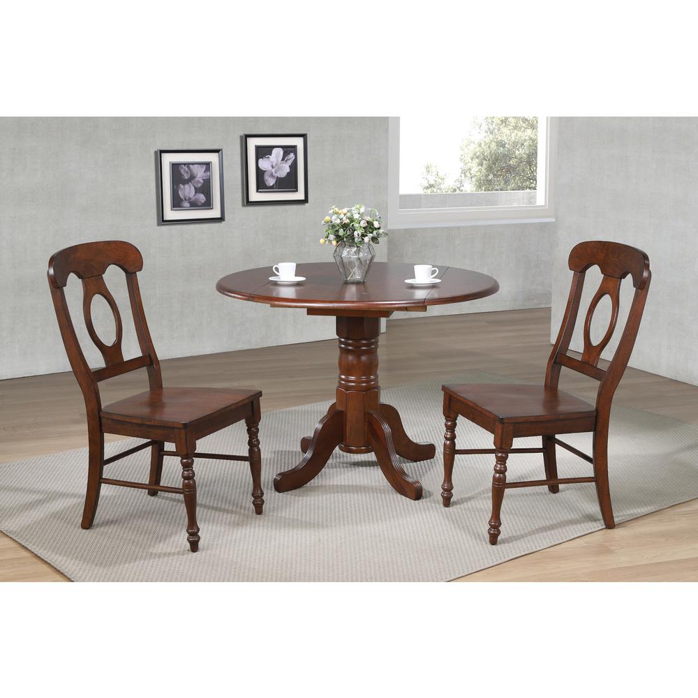 Andrews 3 Piece 42" Round Extendable Drop Leaf Dining Table Set. Picture 6