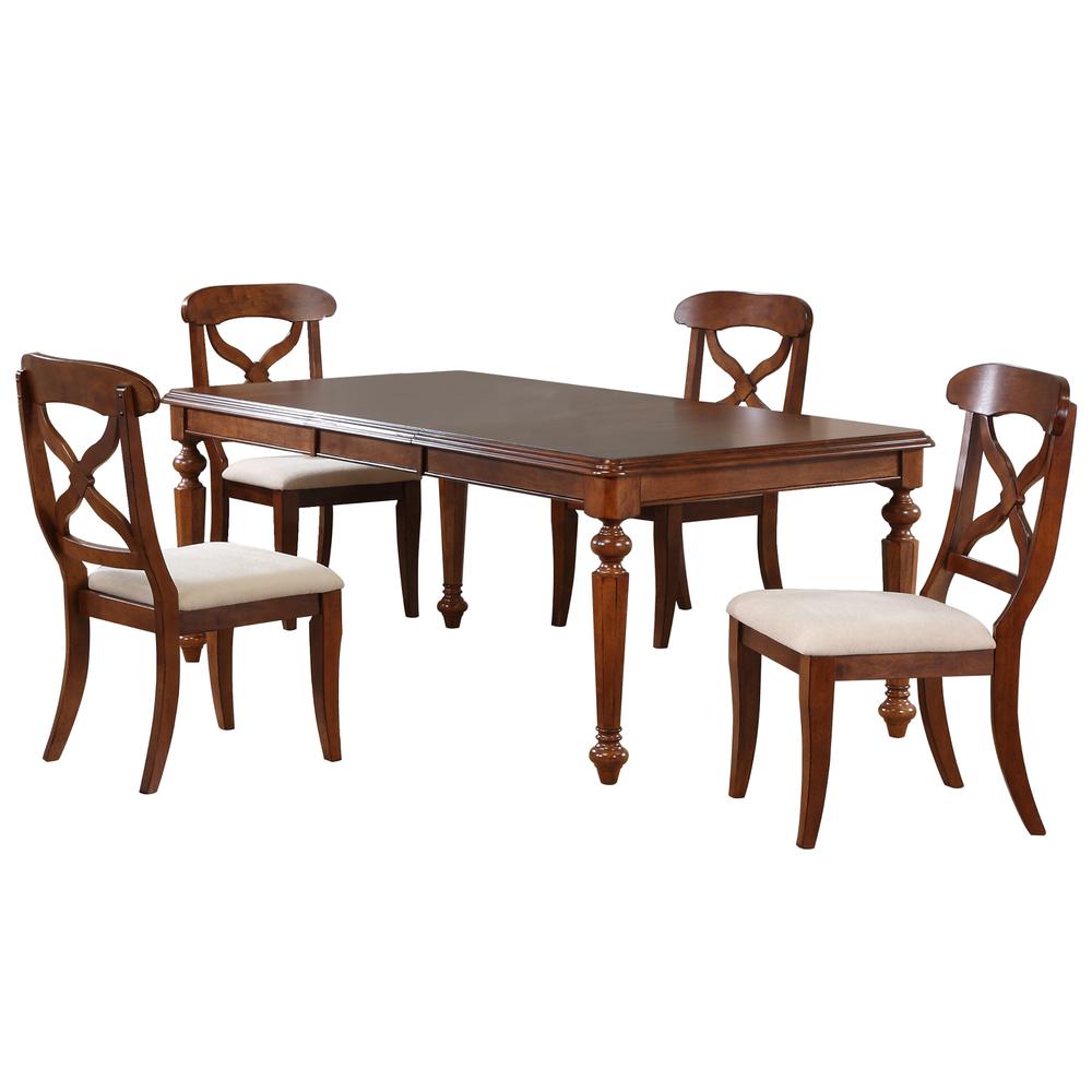 Andrews 5 Piece 58-76" Rectangular Butterfly Extendable Dining Set. Picture 4