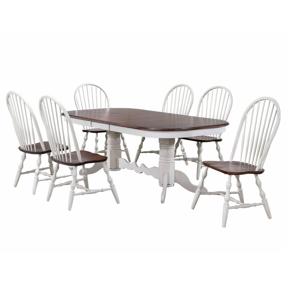 Andrews 7 Piece 96" Oval Double Pedestal Extendable Dining Set. Picture 2