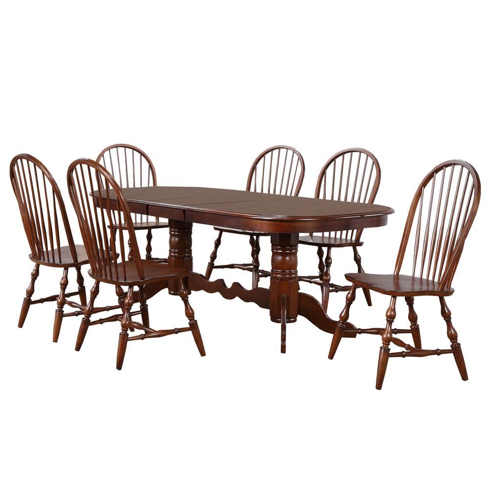 Andrews 7 Piece 96" Oval Double Pedestal Extendable Dining Set. Picture 6