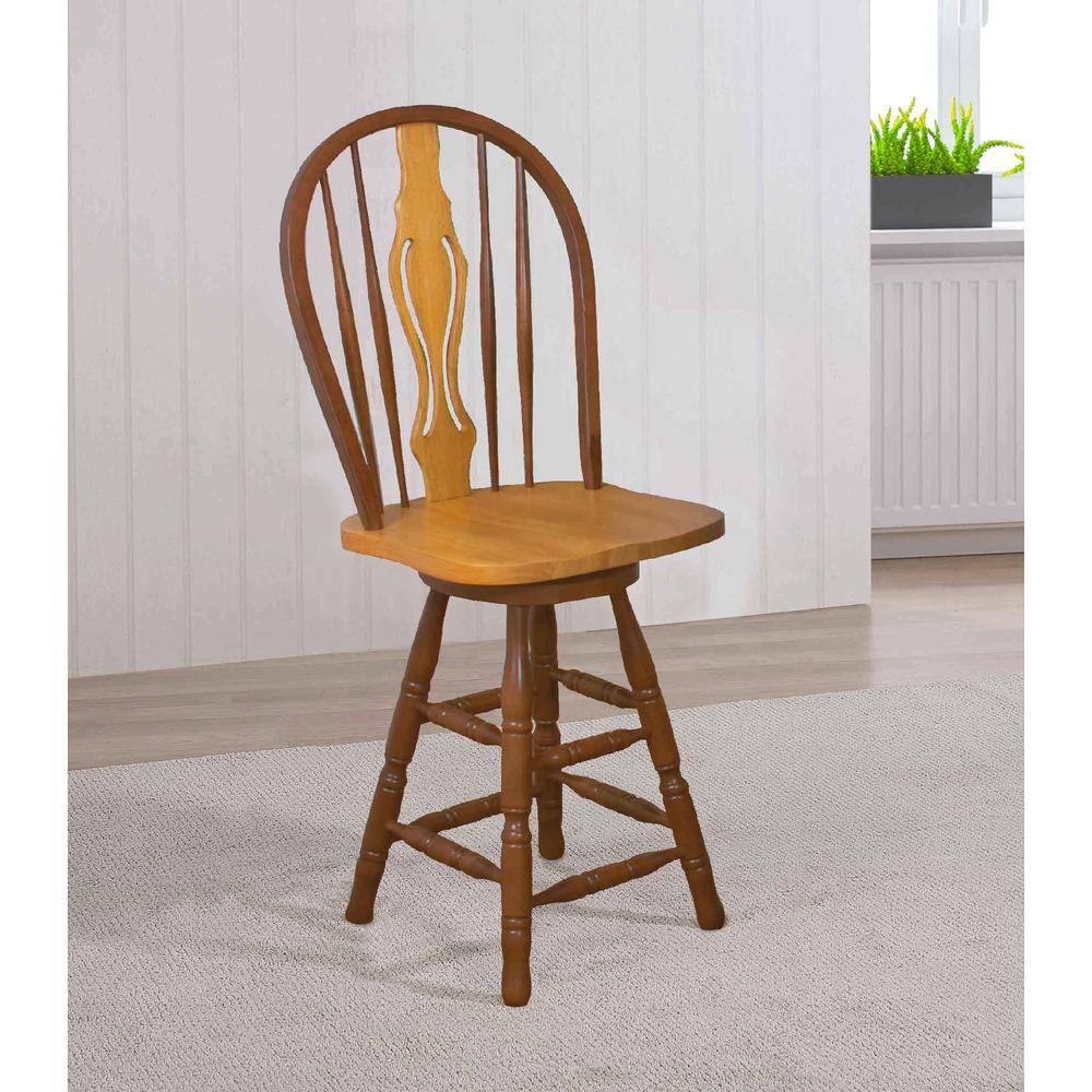 Sunset Trading Oak Selections 24" Keyhole Barstool | Counter Height Stool | Nutmeg Brown and Light Oak Accents. Picture 1