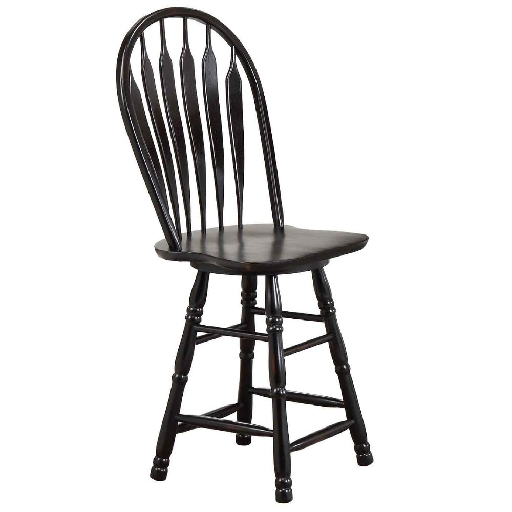 Sunset Trading Black Cherry Selections 24" Swivel Barstool | Counter Height Stool | Antique Black. The main picture.